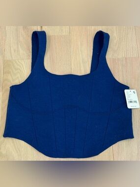 NEW Free People M/L Bralette Tank Top NWT Navy Blue Stretch